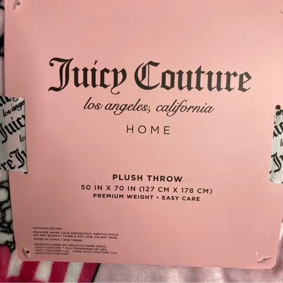 Juicy Couture Blanket Pink Sweets Ice Cream Plush Throw 50” x 70” NWT Soft